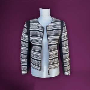 H&M Black and White Jacquard-Weave Jacket
